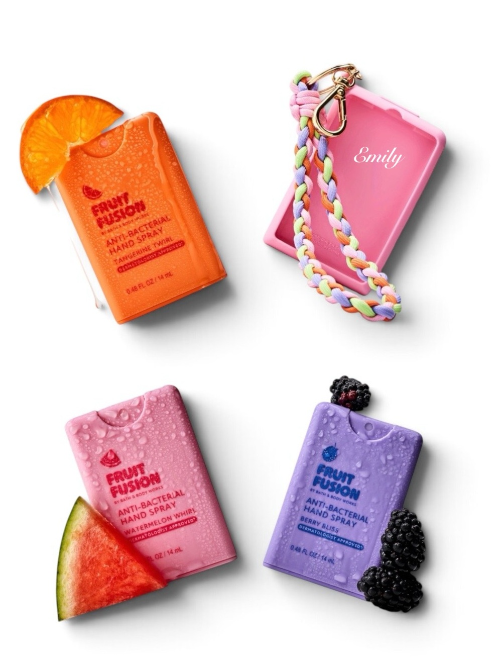 4-Pc BBW FRUIT FUSION Wristlet PocketSpray Holder & PocketSpray Collection Set